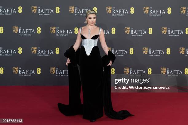 Florence Pugh attends the EE BAFTA Film Awards ceremony at The Royal Festival Hall in London, United Kingdom on February 18, 2024.