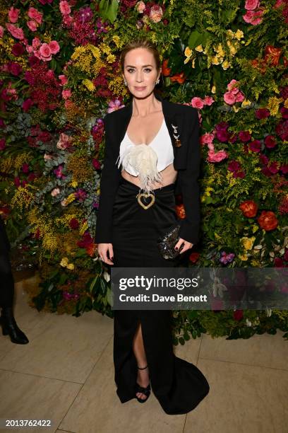 Emily Blunt attends the British Vogue And Tiffany & Co. Celebrate Fashion And Film Party 2024 at Annabel's on February 18, 2024 in London, England.