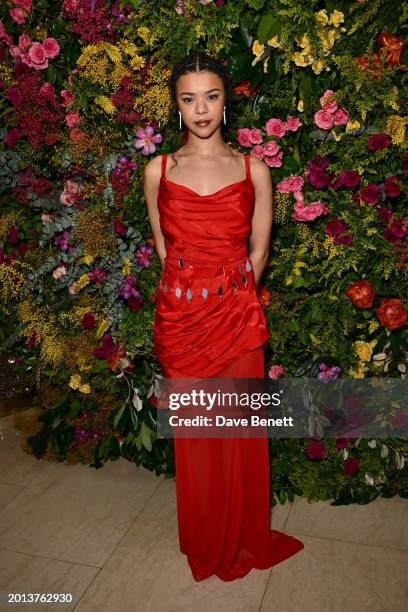 India Ria Amarteifio attends the British Vogue And Tiffany & Co. Celebrate Fashion And Film Party 2024 at Annabel's on February 18, 2024 in London,...