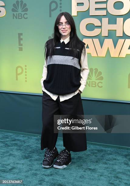 Billie Eilish at the People's Choice Awards held at Barker Hangar on February 18, 2024 in Santa Monica, California.