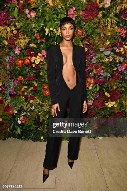 Jourdan Dunn attends the British Vogue And Tiffany & Co. Celebrate Fashion And Film Party 2024 at Annabel's on February 18, 2024 in London, England.