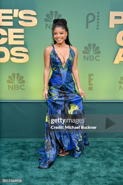 Halle Bailey at the People's Choice Awards held at Barker Hangar on February 18, 2024 in Santa Monica, California.