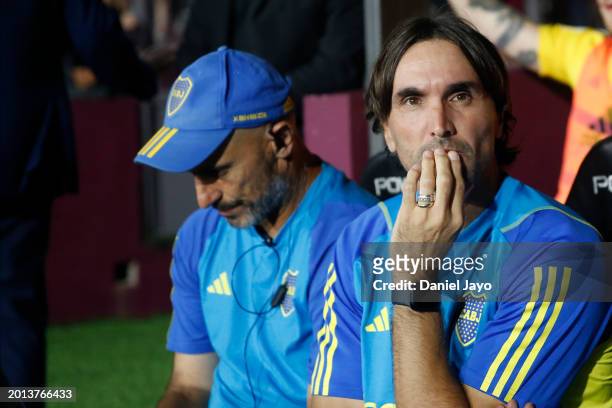 Diego Martinez coach of Boca Juniors looks on before a Copa de la Liga 2024 group B match between Lanus and Boca Juniors at Estadio Ciudad de Lanus...