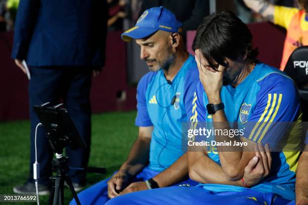 Diego Martinez coach of Boca Juniors gestures before a Copa de la Liga 2024 group B match between Lanus and Boca Juniors at Estadio Ciudad de Lanus...