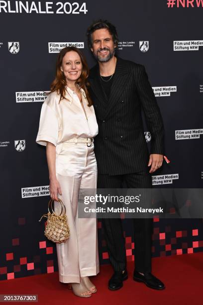 Lavinia Wilson and Tom Beck attend the NRW Reception during the 74th Berlinale International Film Festival Berlin at Vertretung des Landes...