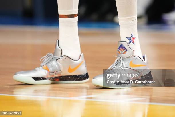 The sneakers of Kevin Durant of the Western Conference during the NBA All-Star Game as part of NBA All-Star Weekend on Sunday, February 18, 2024 at...