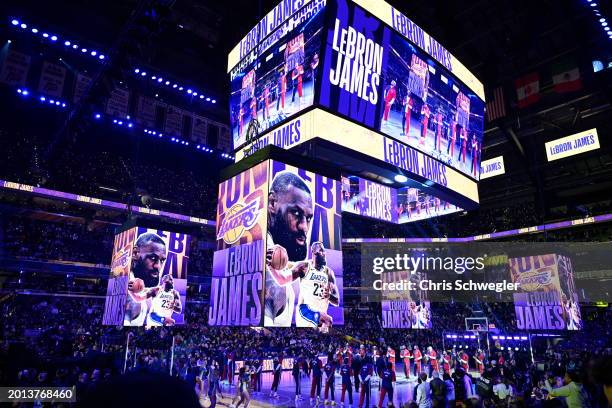 Overall look at the arena during player introductions during the NBA All-Star Game as part of NBA All-Star Weekend on Sunday, February 18, 2024 at...