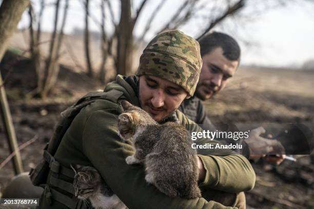 Ukrainian soldiers waiting for the order to fire a D20 Artillery gun against Russian positions in the direction of Bakhmut as the Russia-Ukraine war...