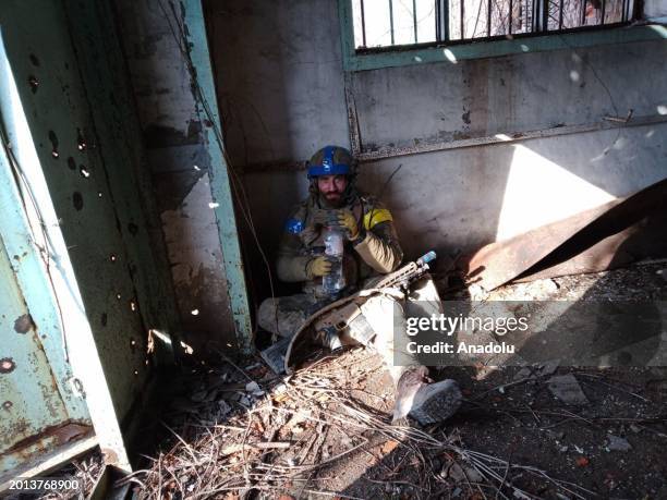 Ukrainian soldiers of 3rd Assault Brigade are seen in Avdiivka in Donetsk Oblast on February 19, 2024