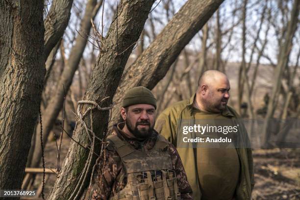 Ukrainian soldiers waiting for the order to fire a D20 Artillery gun against Russian positions in the direction of Bakhmut as the Russia-Ukraine war...