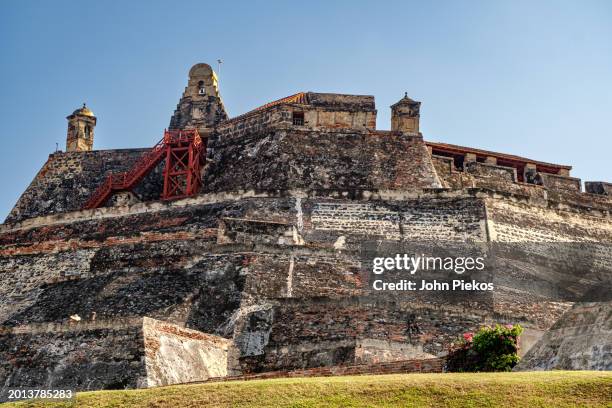 view of the impressive castle san felipe de barajas, january 14, 2024 - fort san felipe stock pictures, royalty-free photos & images