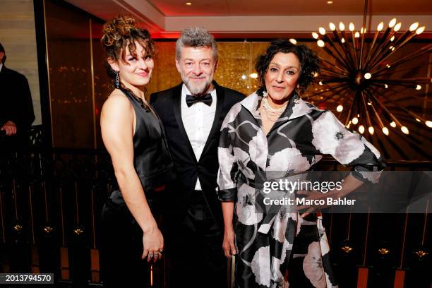 Ruby Ashbourne Serkis, Andy Serkis and Meera Syal attend the BAFTA Gala 2024, supported by Bulgari at The Peninsula Hotel on February 15, 2024 in...