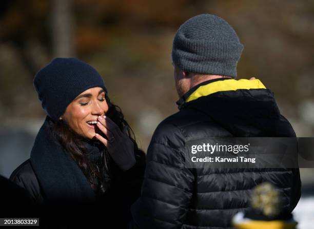 Prince Harry, Duke of Sussex and Meghan, Duchess of Sussex attend the Invictus Games One Year To Go Event on February 15, 2024 in Whistler, Canada.