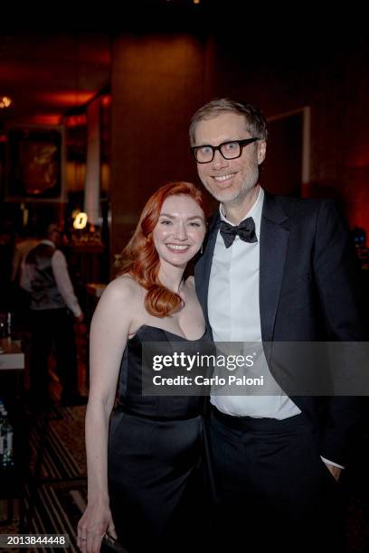 Eleanor Tomlinson and Stephen Merchant attend the BAFTA Gala 2024, supported by Bulgari at The Peninsula Hotel on February 15, 2024 in London,...