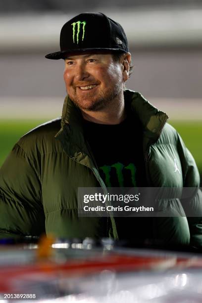 Retired NASCAR Cup Series driver Kurt Busch looks on during the NASCAR Cup Series Bluegreen Vacations Duel at Daytona International Speedway on...