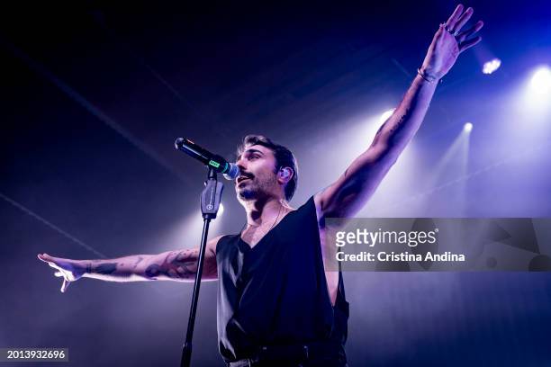 Singer David Martinez Alvarez, better known as Rayden, performs in concert at the Sala Capitol on February 15, 2024 in Santiago de Compostela, Spain....