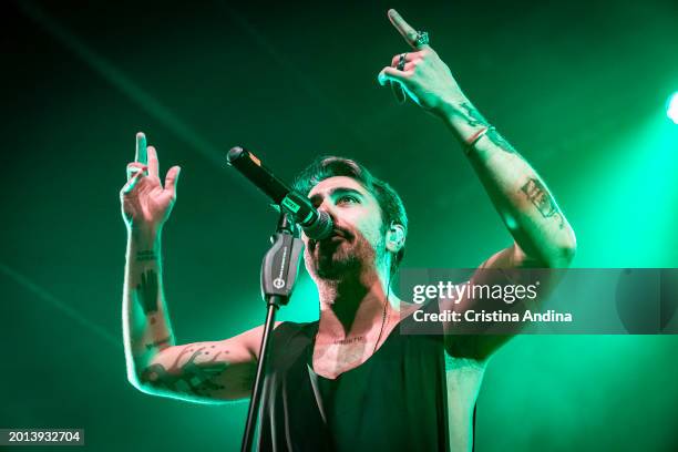 Singer David Martinez Alvarez, better known as Rayden, performs in concert at the Sala Capitol on February 15, 2024 in Santiago de Compostela, Spain....