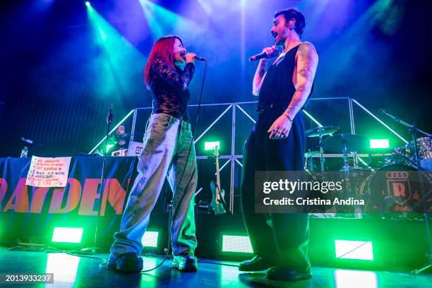 Olaia Maneiro of Tanxugueiras and Rayden perform in concert at the Sala Capitol on February 15, 2024 in Santiago de Compostela, Spain. Rayden...