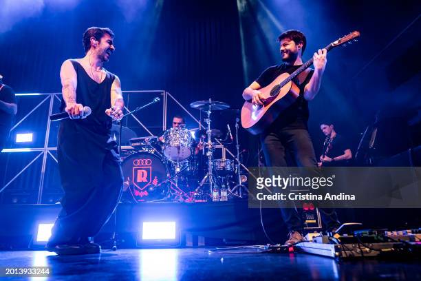 Singer David Martinez Alvarez, better known as Rayden and Jon Turner perform in concert at the Sala Capitol on February 15, 2024 in Santiago de...