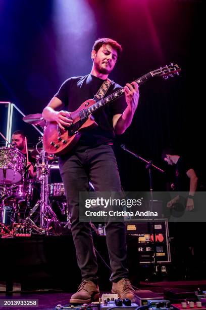 Jon Turner, guitarist of Rayden, performs in concert at the Sala Capitol on February 15, 2024 in Santiago de Compostela, Spain.