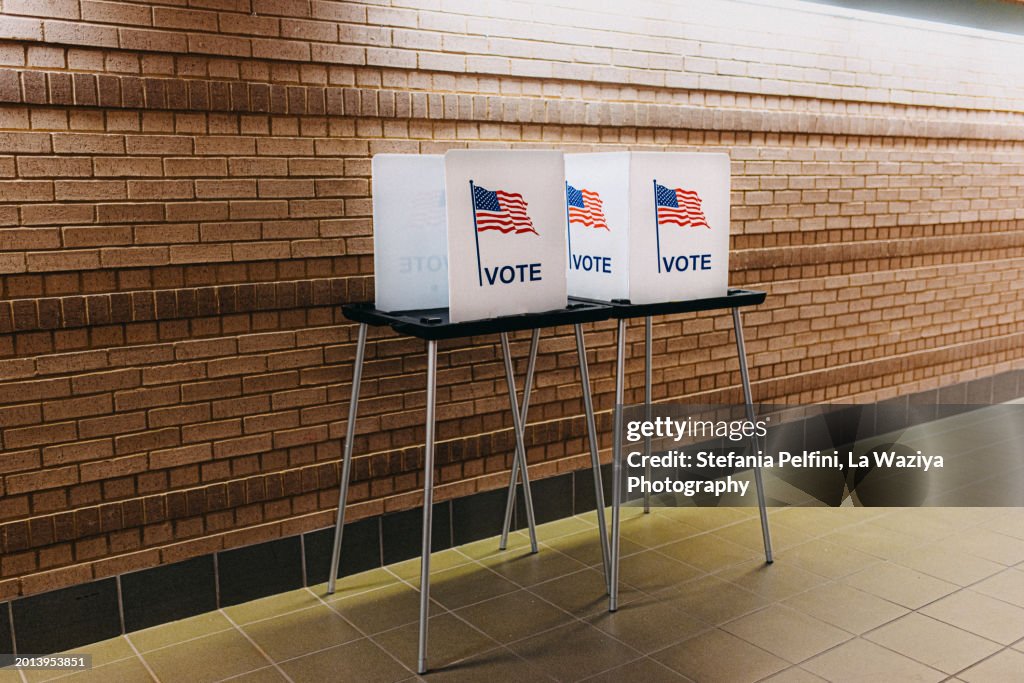 Voting booths with no people