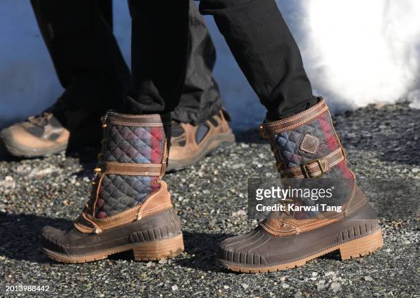Meghan, Duchess of Sussex, shoe detail, attends the Invictus Games One Year To Go Event on February 15, 2024 in Whistler, Canada.