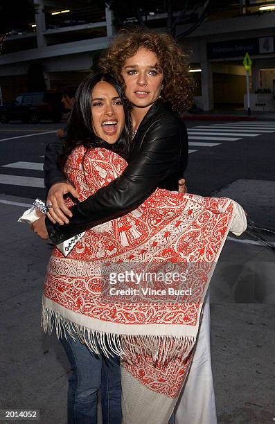 Actors Salma Hayek and Valeria Golina attend the Los Angeles premiere of the film "Respiro" at Laemmle's Monica 4 Plex May 19, 2003 in Santa Monica,...