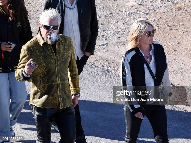American Restaurateur, Author, and an Emmy Award winning television presenter Guy Fieri and his wife, Lori arrive to Allegiant Stadium prior to the...