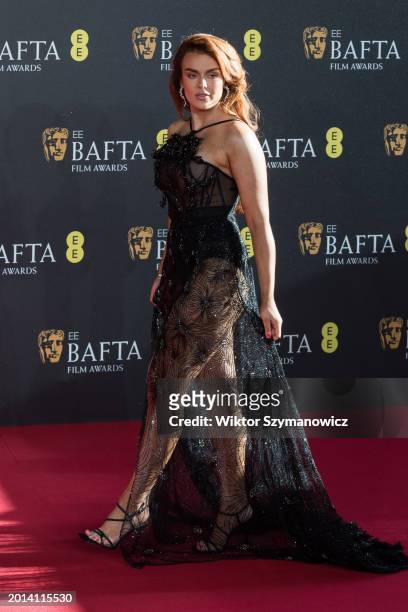 Tallia Storm attends the EE BAFTA Film Awards ceremony at The Royal Festival Hall in London, United Kingdom on February 18, 2024.