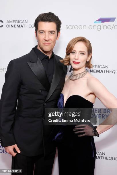 Guy Nattiv and Jaime Ray Newman attend the 37th Annual American Cinematheque Awards at The Beverly Hilton on February 15, 2024 in Beverly Hills,...