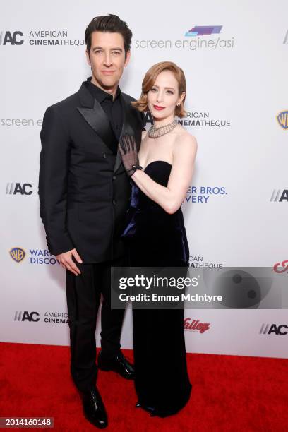 Guy Nattiv and Jaime Ray Newman attend the 37th Annual American Cinematheque Awards at The Beverly Hilton on February 15, 2024 in Beverly Hills,...
