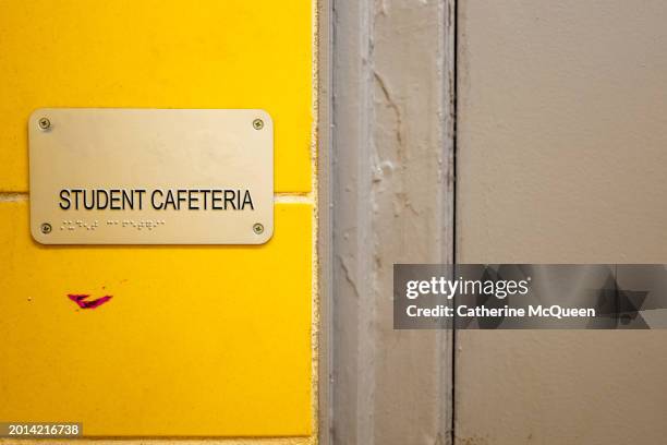 student cafeteria sign - osha placard stock pictures, royalty-free photos & images