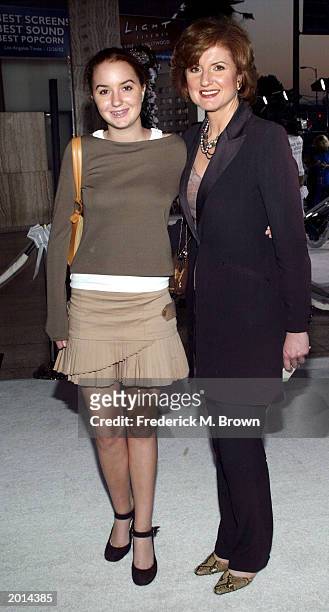 Television host Arianne Hoffington and her daughter attend the film premiere of "The In Laws" at the Cinerama Dome Theater on May 19, 2003 in...