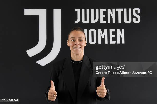 Lisa Boattin poses at Juventus Center Vinovo on February 16, 2024 in Vinovo, Italy.