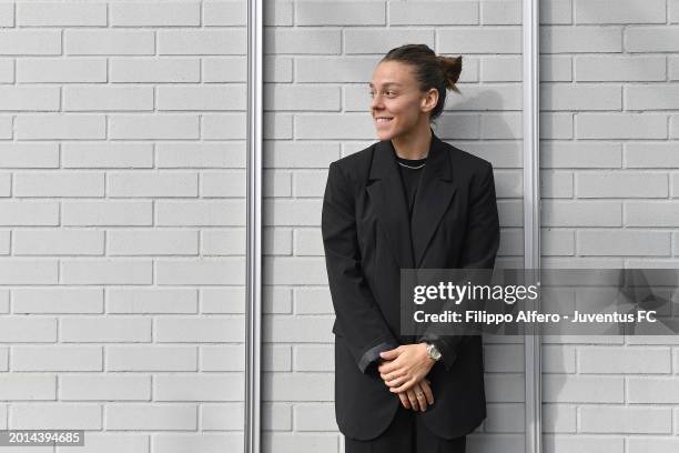 Lisa Boattin poses at Juventus Center Vinovo on February 16, 2024 in Vinovo, Italy.