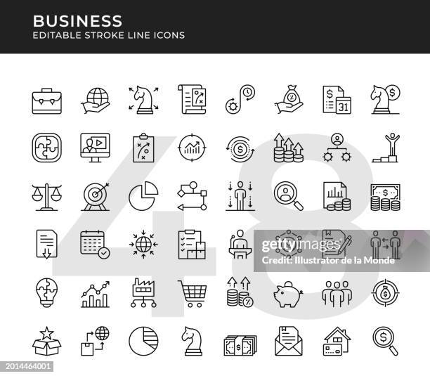 business editable line icons - geschäftsleben stock-grafiken, -clipart, -cartoons und -symbole