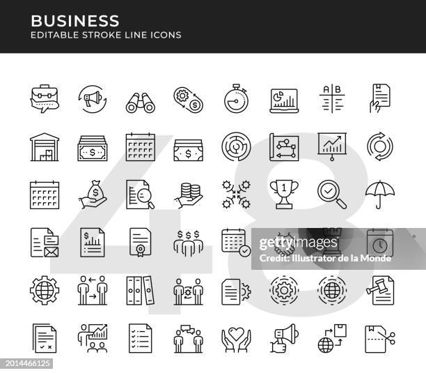 business editable line icons - trains moving forward stock illustrations