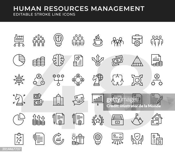 human resources management editable line icons - organizational structure vector stock illustrations