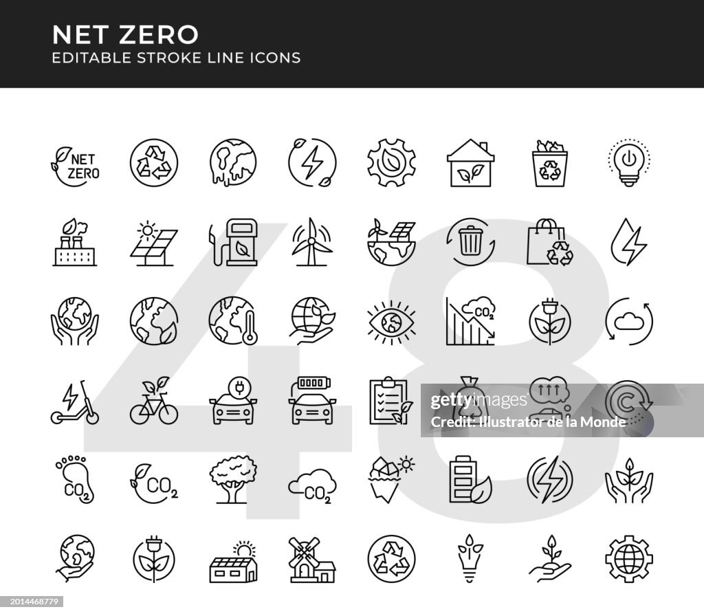 Net Zero Editable Line Icons
