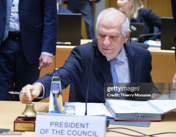 Commissioner for Foreign Affairs and Security Policy - Vice President Josep Borrell calls his colleagues prior an EU Foreign affairs Ministers...