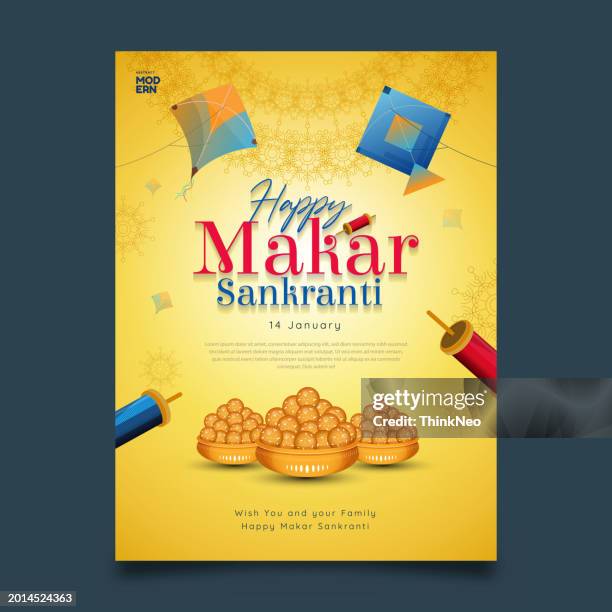 makar sankranti kites, indian holiday poster - makar sankranti stock illustrations