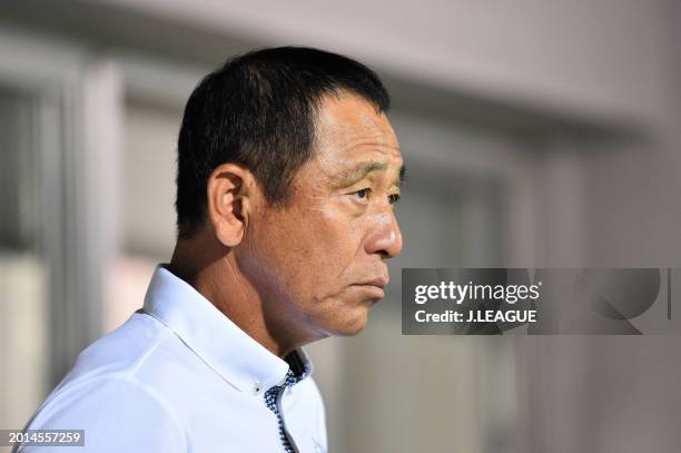 Head coach Shinji Kobayashi of Shimizu S-Pulse is seen prior to the J.League J1 match between Omiya Ardija and Shimizu S-Pulse at NACK5 Stadium Omiya...