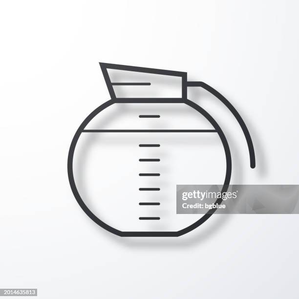 coffee maker. line icon with shadow on white background - making coffee stock illustrations