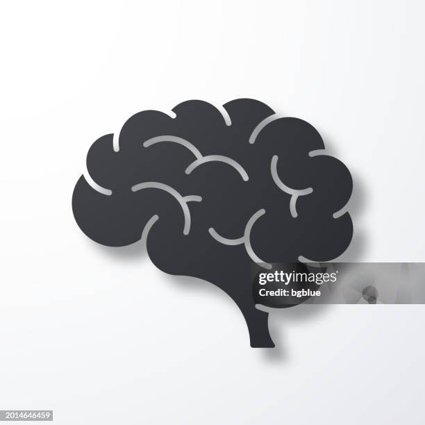 illustrations, cliparts, dessins animés et icônes de cerveau. icône avec ombre sur fond blanc - cerveau