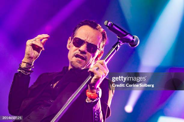 Marc Anthony performs at Toyota Arena on February 15, 2024 in Ontario, California.