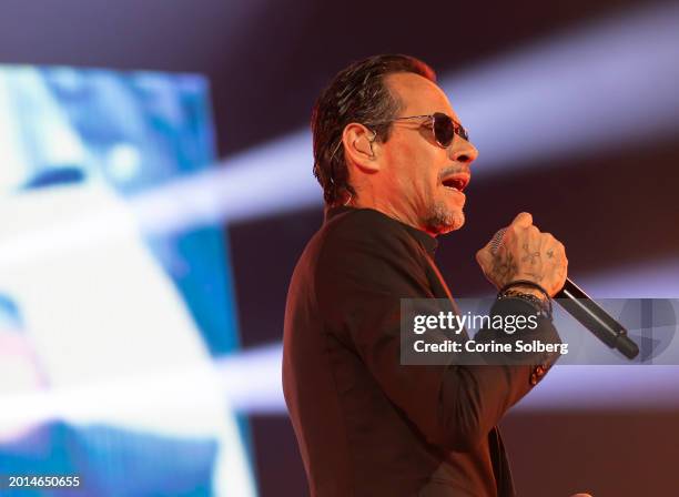 Marc Anthony performs at Toyota Arena on February 15, 2024 in Ontario, California.