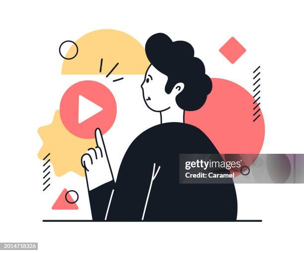 vlogging concept flat design illustration - person filming stock illustrations