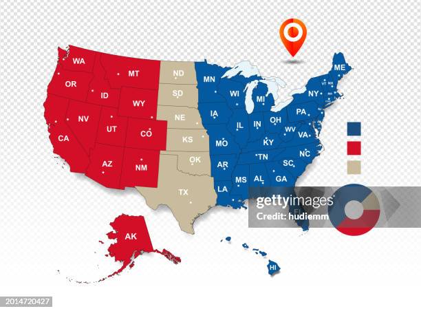 [vector] us election results map. american presidential election - electoral college split stock illustrations