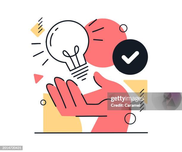 new ideas concept flat design illustration - light bulb illustration stock illustrations