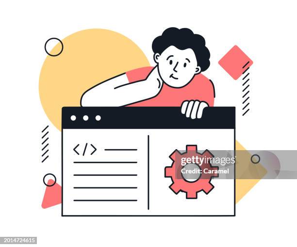web development concept flat design illustration - content management system stock illustrations
